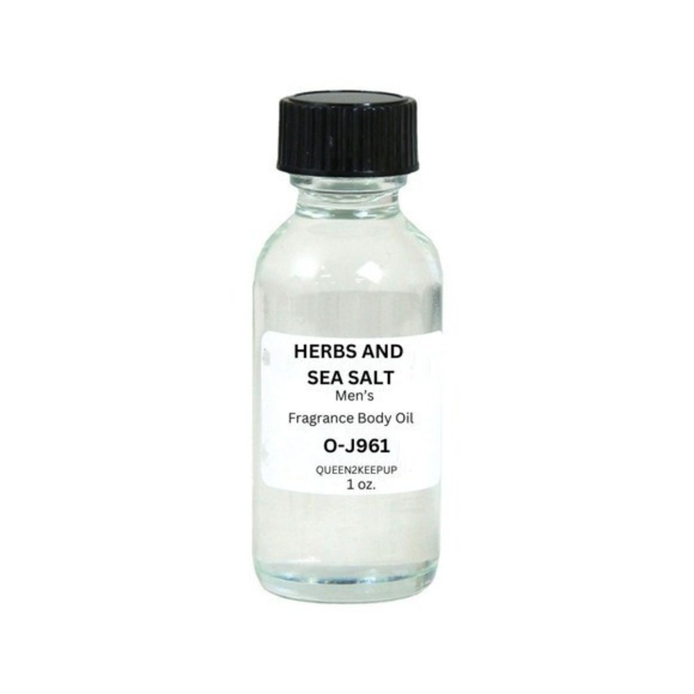 Herbs and Sea Salt Men's Body Oil Fresh Earthy and Ocean Fragrance Oil 1 oz
